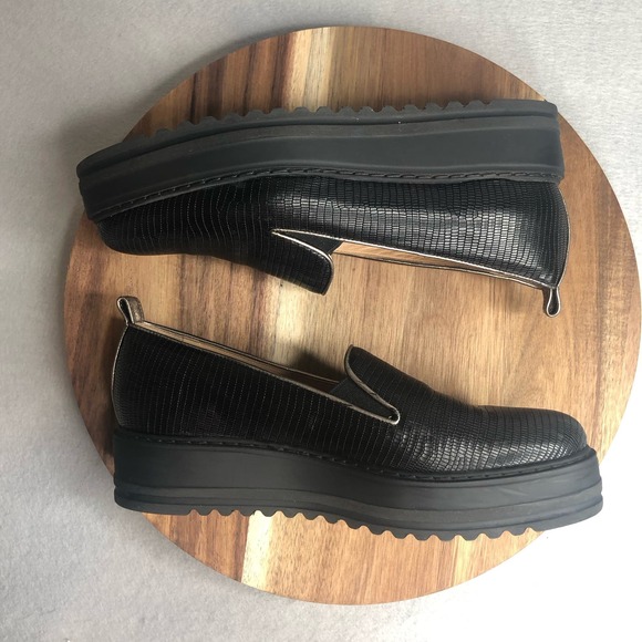 Michele Lopriore Milano Black Lizzard Leather Loafer Size EU 40-US 9 The Cassidy - Picture 2 of 10